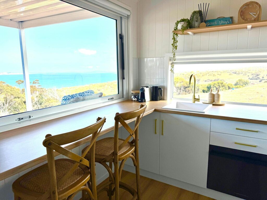 Breakfast bar with flip out window